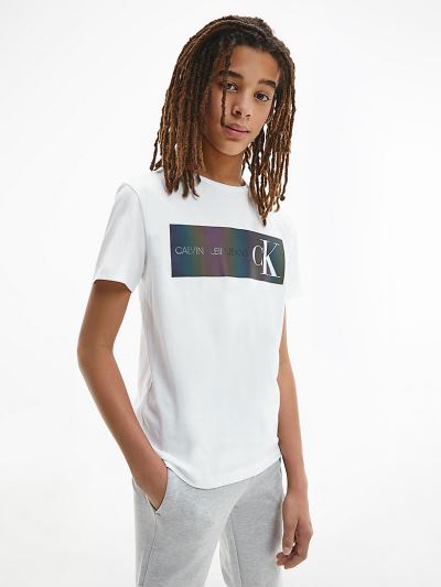 Calvin Klein Ruhák HU051581 | Calvin Klein Organic Cotton Logo Fiu Póló Világos Fehér